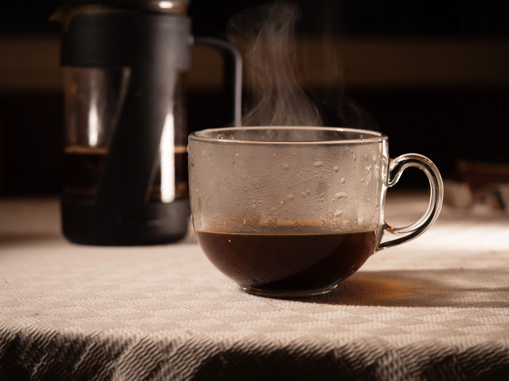Freshly brewed cup of coffee ready to drink